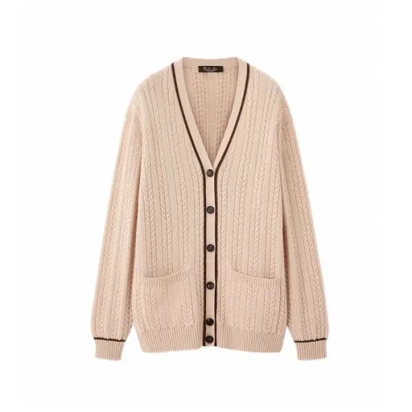 로로피아나 여성 브이넥 가디건 - Loro Piana Womens V-neck Cardigan - lpc17466x