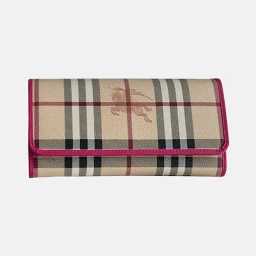 Burberry 2018 Ladies Check Leather Bifold Long Wal… - 1