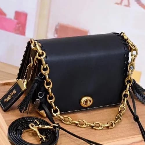 Coach Leather Dinky Tote Shoulder Bag,19cm - 코치 레더… - 1
