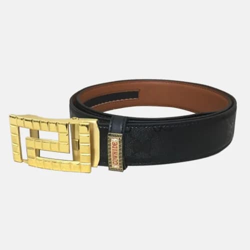 Gucci 2019 Mens Signature GG Logo Steel Buckle Lea… - 1