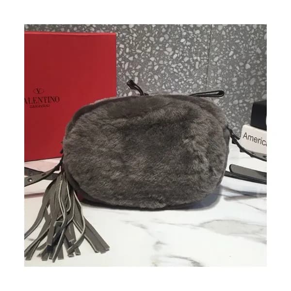 Valentino 2019 Fur & Leather Shoudler Cross Bag,21… - 1