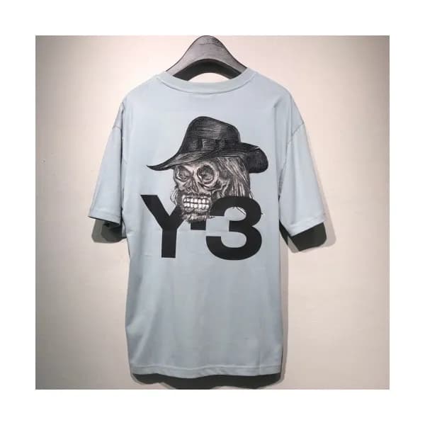 Y-3 2019 Mens Oversize Skull Printing Cotton Shor… - 1