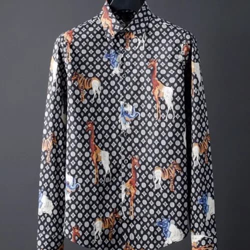 Louisvuitton 2019 Mens Logo Slim Fit Cotton shirt … - 1