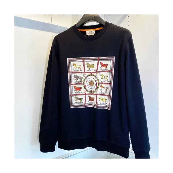 Hermes 2020 Mens Crew-neck Casual Cotton Tshirts- … - 1