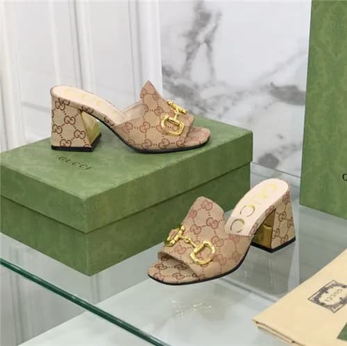 Gucci 2021 Women's Leather High Heel Slipper,G… - 1
