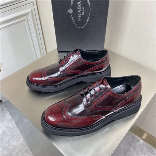 Prada 2021 Men's Leather Derby Shoes,PRAS0813 … - 1