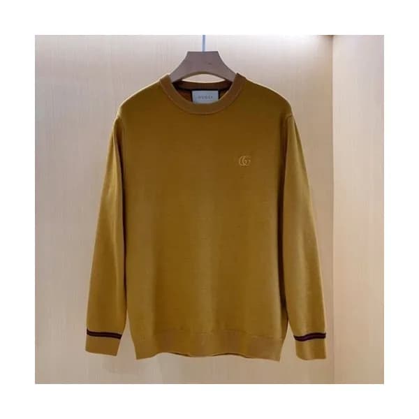 Gucci Mm/Wm Logo Crew-neck Sweaters Camel - 구찌 20… - 1