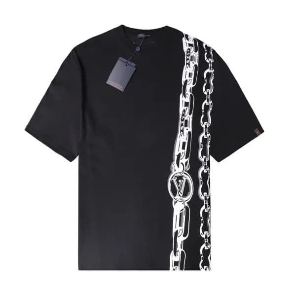 루이비통 남자 크루넥 블랙 반팔티 - Unisex Black Tshirts - lou039… - 1