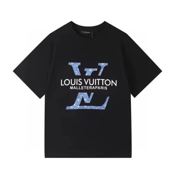 루이비통 남성 크루넥 블랙 반팔티 - Mens Black Tshirts - lou03963… - 1