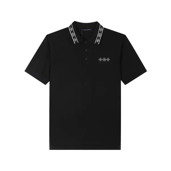 루이비통 남성 블랙 폴로 반팔티 - Mens Black Tshirts - lou04157x - 1
