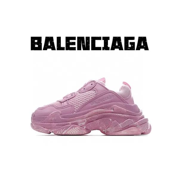 발렌시아가 남/녀 Triple S 핑크 스니커즈 - Unisex Pink Sneakers … - 1