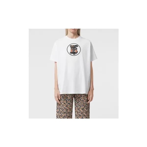 버버리 남/녀 화이트 크루넥 반팔티 - Unisex White Tshirts - Bur04… - 1