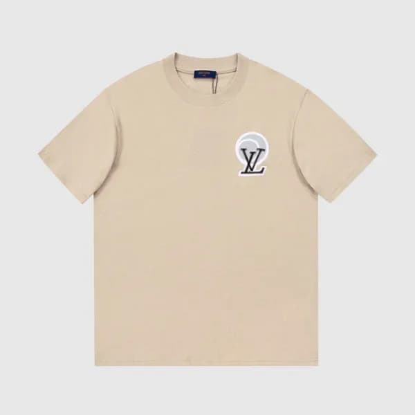 루이비통 남성 베이지 크루넥 반팔티 - Mens Beige Tshirts - lou0500… - 1