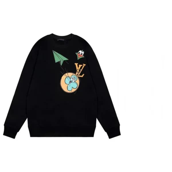 루이비통 남성 모던 블랙 맨투맨 - Mens Black Tshirts - lou05137x - 1