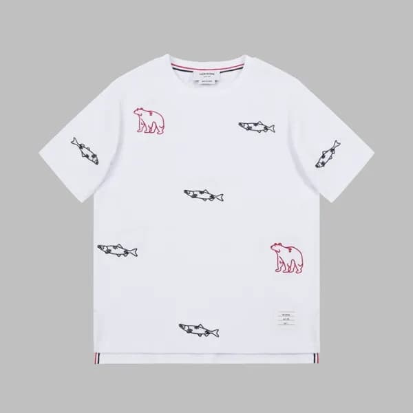 톰브라운 남성 화이트 크루넥 반팔티 - Mens White Tshirts - thom061… - 1