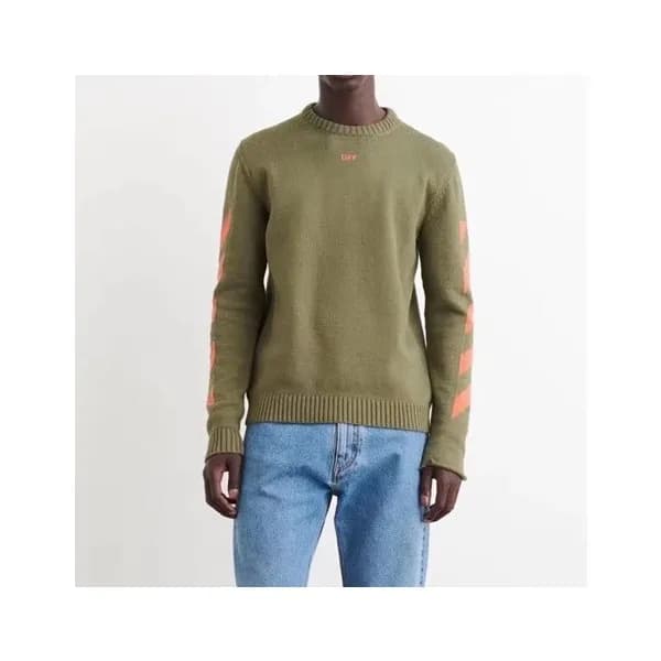 오프화이트 남성 시그니처 카키 니트 - Off-white Mens Khaki Knits -… - 1