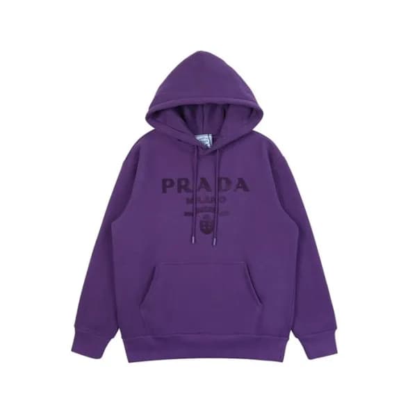 프라다 남/녀 캐쥬얼 퍼플 후드티 - Prada Unisex Purple Hoodie - … - 1