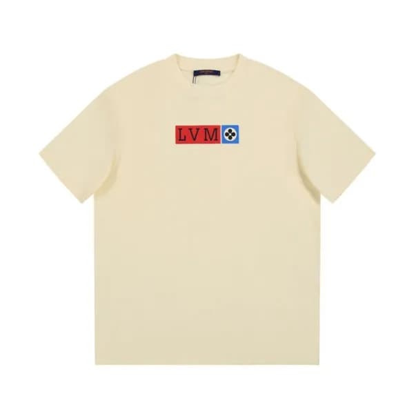 루이비통 남성 아이보리 크루넥 반팔티 - Louis vuitton Mens Ivory Ts… - 1