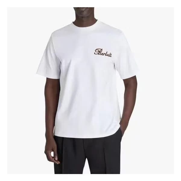 벨루티 남성 화이트 크루넥 반팔티 - Berluti Mens White Tshirts - … - 1