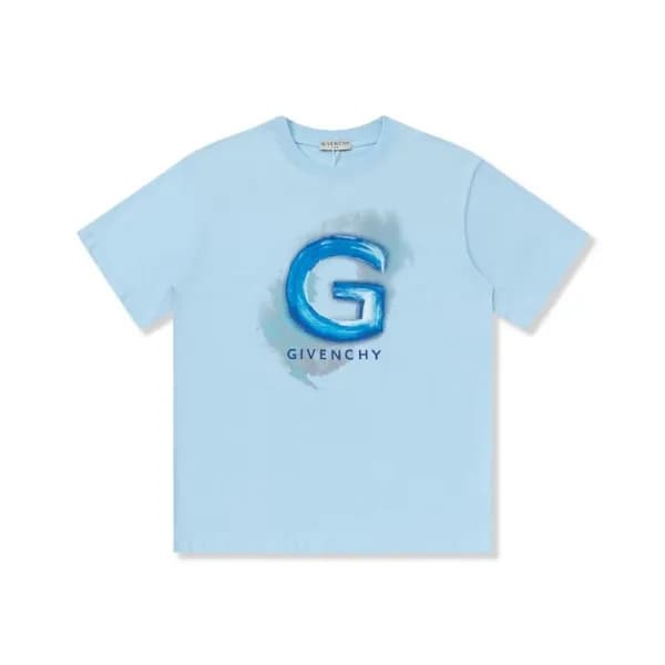 지방시 남성 크루넥 블루 반팔티 - Givenchy Mens Blue Short Sleev… - 1