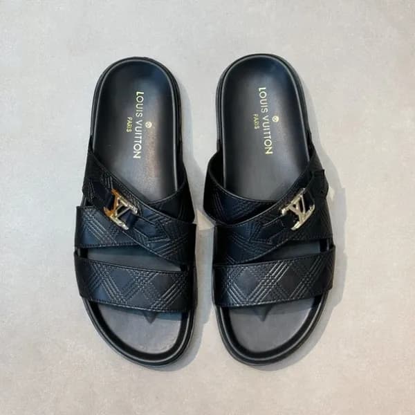루이비통 남성 블랙 슬리퍼 - Louis vuitton Mens Black Slippers… - 1