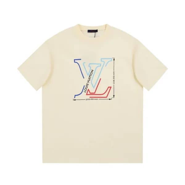 루이비통 남성 아이보리 크루넥 반팔티 - Louis vuitton Mens Ivory Sh… - 1