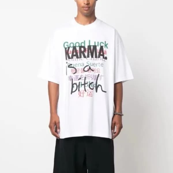 베트멍 남/녀 화이트 반팔 티셔츠 - Vetements Unisex Over Size Ts… - 1