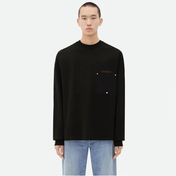 보테가베네타 남성 블랙 맨투맨 - Bottega Veneta Mens Black Tshir… - 1