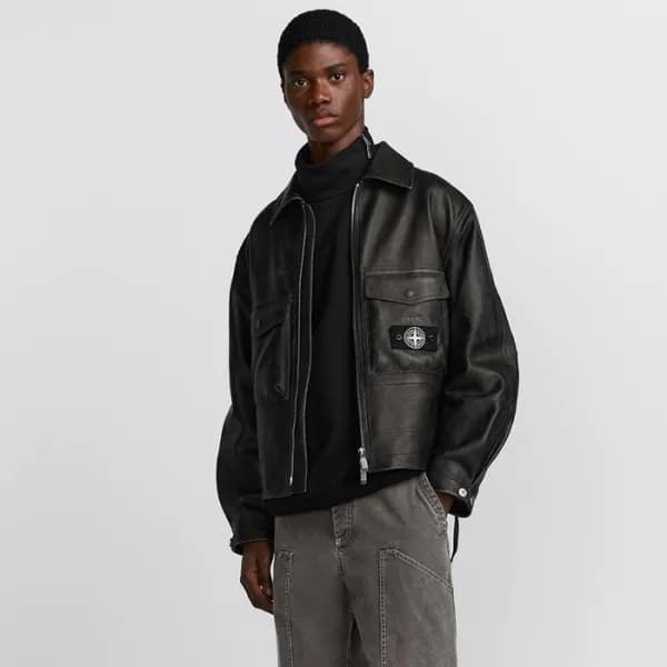 스톤아일랜드 남성 가죽 재킷 - Stone Island Mens Leather Jacket… - 1