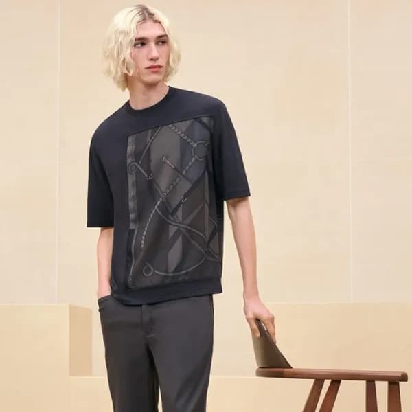 에르메스 남성 라운드 반팔티 - Hermes Mens Round Tshirt - hec50… - 1