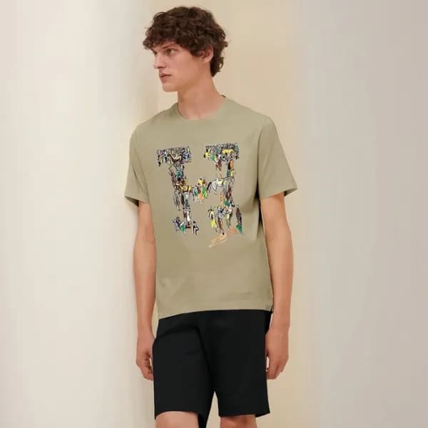 에르메스 남성 라운드 반팔티 - Hermes Mens Round Tshirt - hec51… - 1