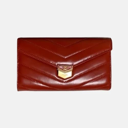 Chanel 2018 Ladies Flap Small Gold Logo Long Walle… - 1