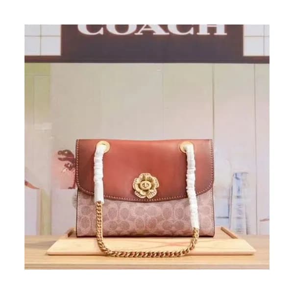Coach Leather Chain Shoulder Bag,26cm - 코치 레더 체인 숄… - 1
