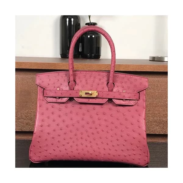 Hermes Birkin Ostrich Leather Tote Shoulder Bag ,3… - 1