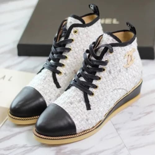 Chanel 2018 Ladies Leather Wedge Ankle Boots - 샤넬 … - 1