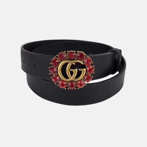 Gucci 2019 Ladies GG Cubic Buckle Leather Belt - 구… - 1