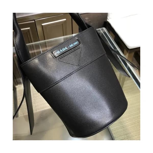 Prada 2019 Leather Mini Bucket Tote Shoulder Bag,2… - 1
