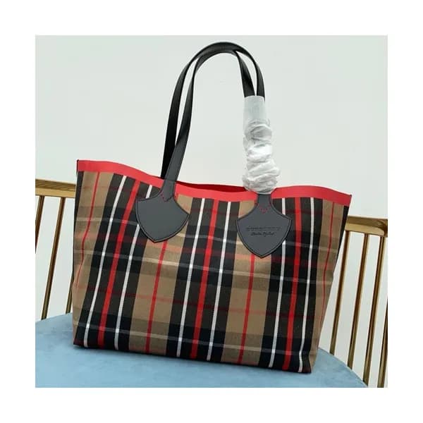 Burberry Giant Canvas Reversible Tote Shoulder Sho… - 1