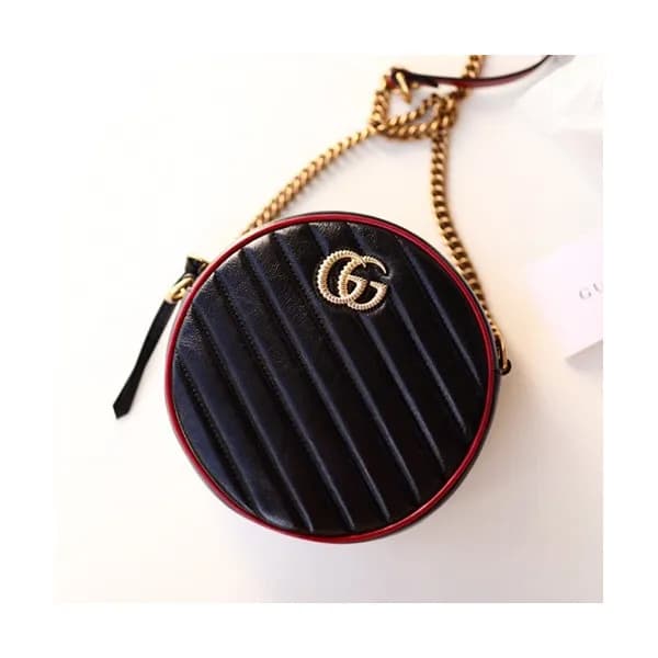 Gucci 2019 GG Marmont Mini Round Women Shoulder Ba… - 1