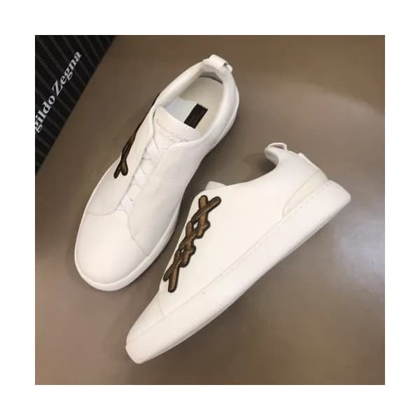 Ermenegildo Zegna 2019 Mens Logo Leather Sneakers… - 1