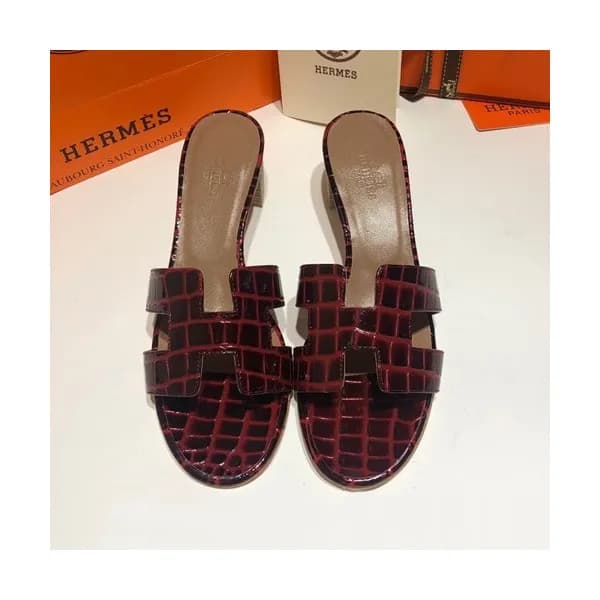 Hermes 2019 Ladies Oasis Leather Middle Heel Slipp… - 1
