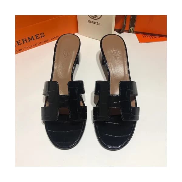 Hermes 2019 Ladies Oasis Leather Middle Heel Slipp… - 1