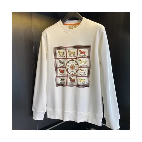 Hermes 2020 Mens Crew-neck Casual Cotton Tshirts- … - 1