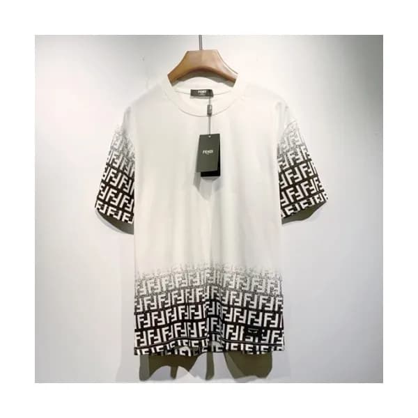 Fendi Mens Logo Casual Short Sleeved Tshirts Whit… - 1