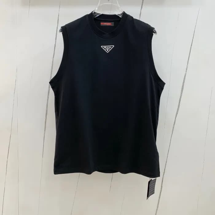 Prada Mens Basic Logo Short Sleeved Tshirts Black…