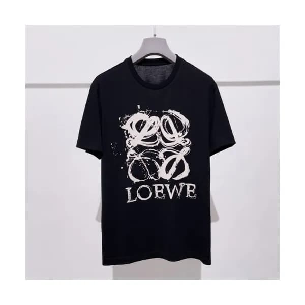 Loewe Mens Smile Short Sleeved Tshirts Black - 로에… - 1