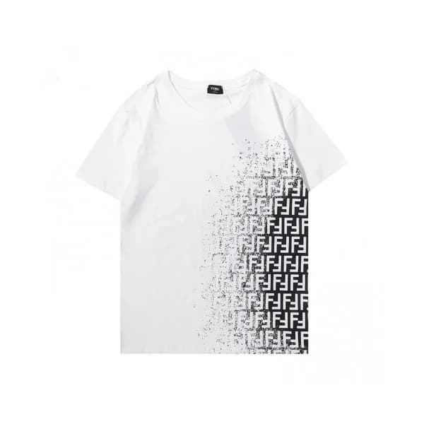 Fendi Mens Logo Casual Short Sleeved Tshirts Whit… - 1