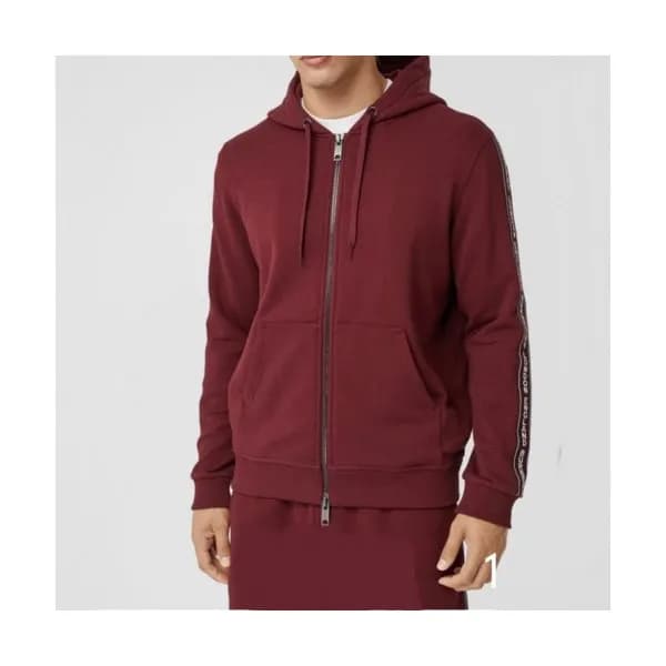 Burberry Mm/Wm Logo Casual Cotton Hoodie Burgandy … - 1