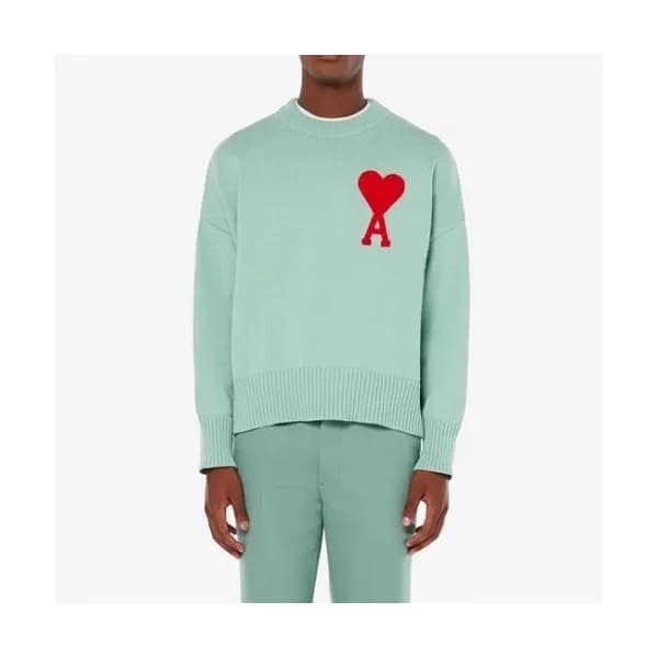 Ami Mm/Wm Logo Casual Turtle-neck Sweaters Green … - 1