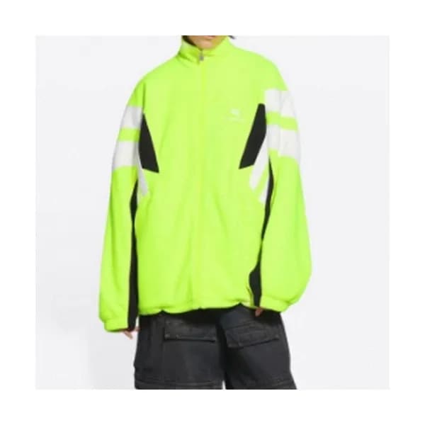 Balenciaga Mens Logo Casual Jackets Black Neon-gr… - 1